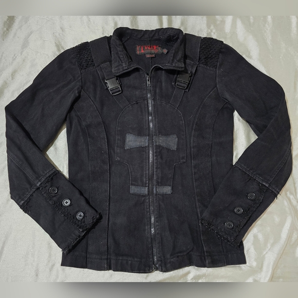 Tripp nyc Other - Vintage Tripp NYC Black 100% Cotton Denim Goth Punk Biker Jacket